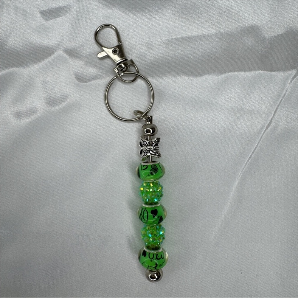 Addie’s Bag Charms Green with Hearts and Butterfly
